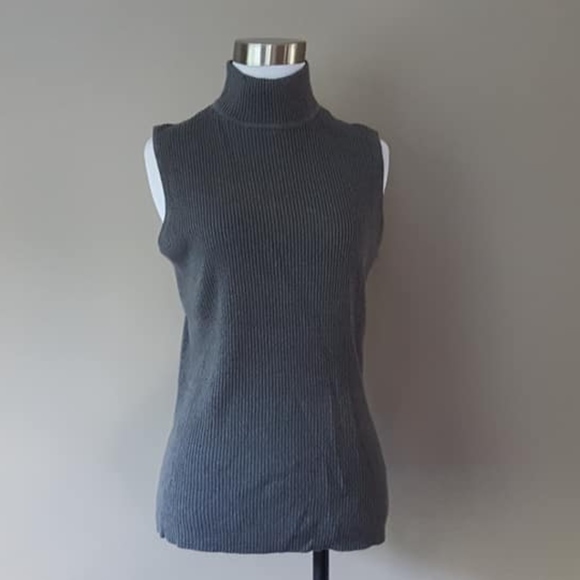 Gray Large Dana Buchman Sleeveless Mockneck - Picture 4 of 8